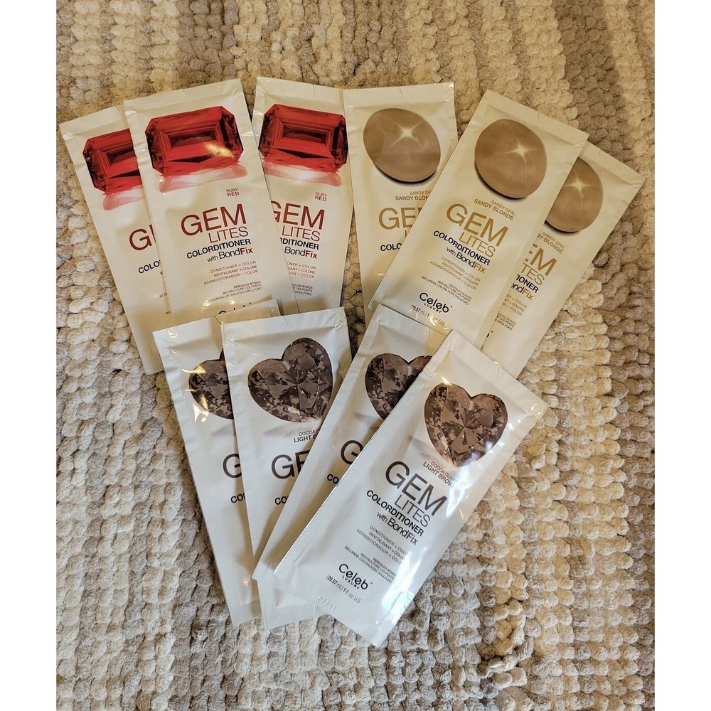 Celeb Luxury GEM LITES Colorditioner‎ Sample Packs Brown Red Blonde 10 Packs